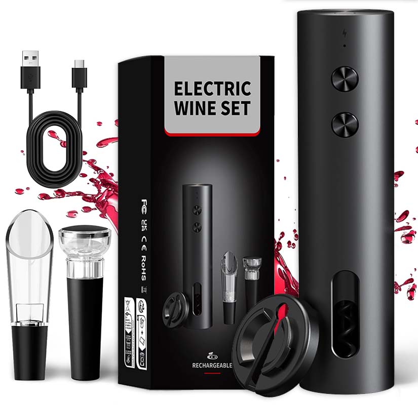 Electric Can Opener - 4-in-1 Elektrisches Flaschenöffner-Set USB-Aufladbarer Automatischer Korkenzieher