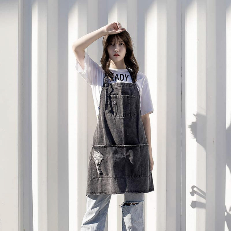 Kitchen Gadgets Trending - Japanische Schürzen aus gewaschenem Baumwoll-Denim, vergrößertes