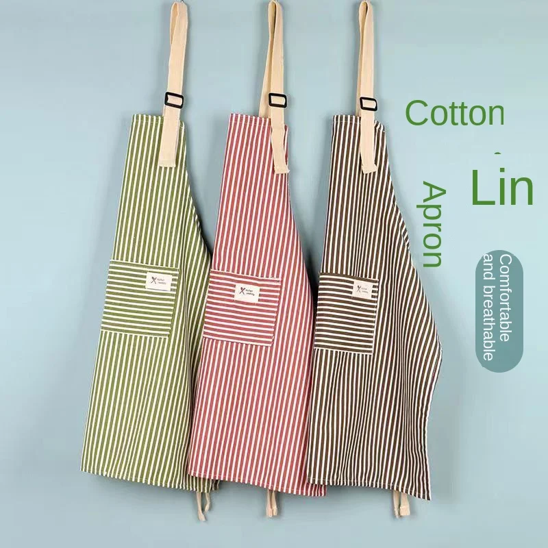 Kitchen Gadgets Trending - Küchenschürze, modische Leinen-gestreifte Schürzen für Restaurant,