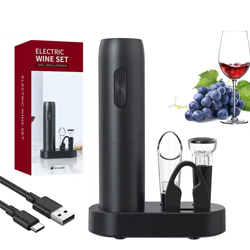 Electric Can Opener - 4-in-1 elektrisches Flaschen-Weinöffner-Set, wiederaufladbar, elektrisch, automatisch,