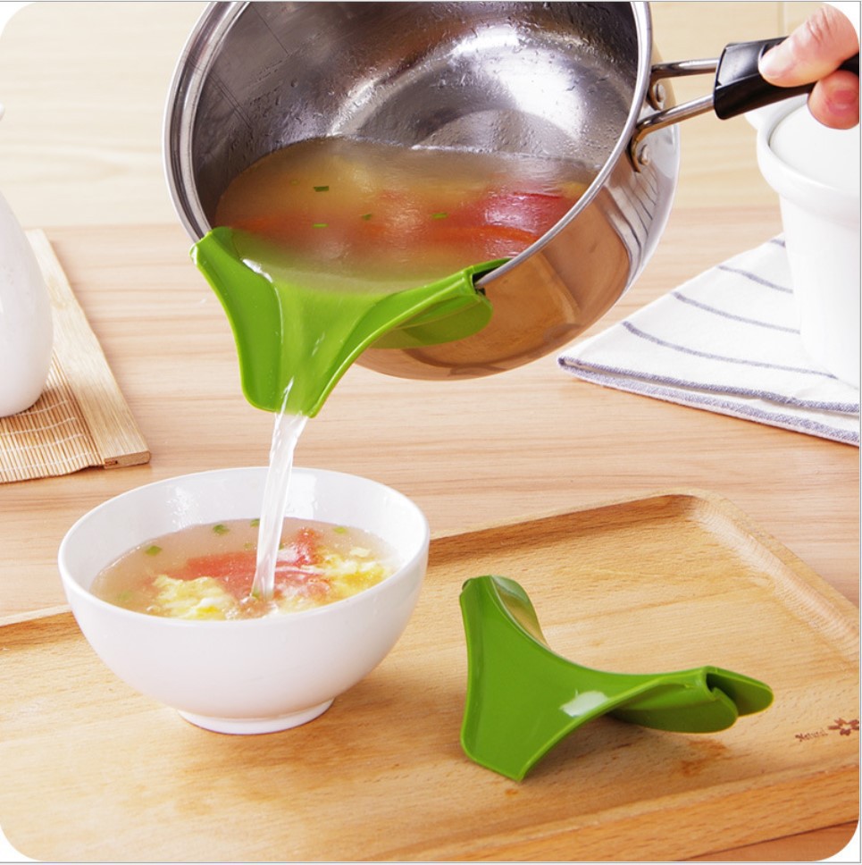 Kitchen Gadgets Guide - 1/2 Stück Küchentrichter, kreatives Clip-on-Silikonsieb für