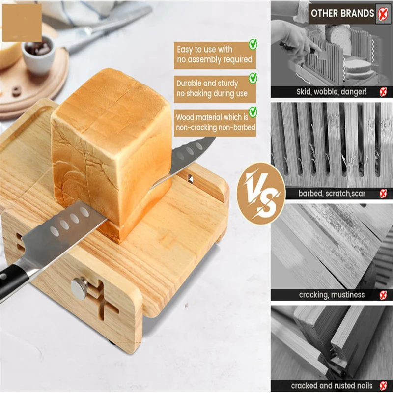Kitchen Gadgets Guide - Brot-Schneidehilfe Horizontales Brotschneidebrett mit Krümelfach Verstellbare